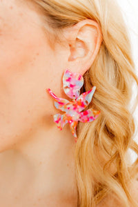 Flora Lily Earrings, Pink Sprinkle