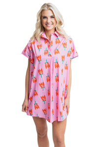 Poplin Poppy V-Neck Shirt Dress