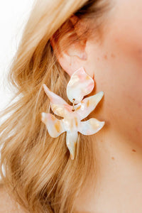 Flora Lily Earrings, Rainbow Sherbert