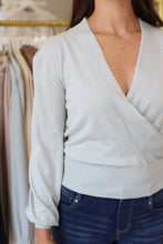 Long Sleeve Surplice Sweater, Moonstone