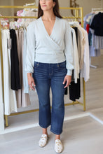 Long Sleeve Surplice Sweater, Moonstone