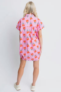 Poplin Poppy V-Neck Shirt Dress