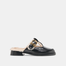 Harlah Plush Black Leather Mule