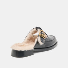 Harlah Plush Black Leather Mule