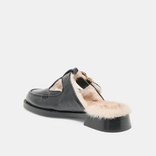 Harlah Plush Black Leather Mule