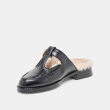 Harlah Plush Black Leather Mule