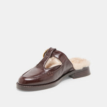 Harlah Plush Chocolate Leather Mule