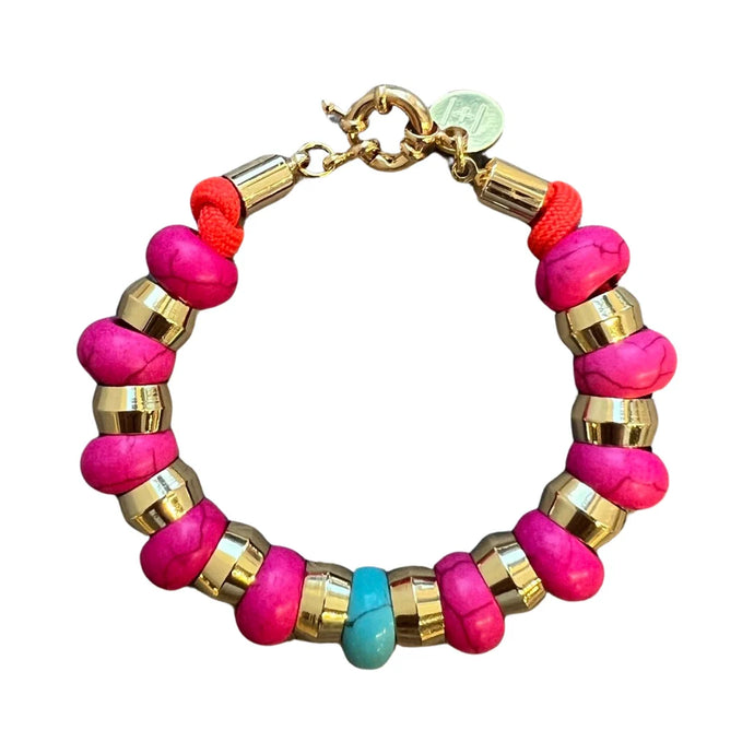 Semi Precious Bracelet, Hot Pink Amazonite