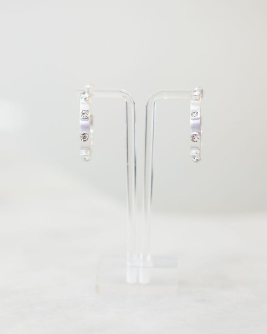 Petite Silver Metal Jewel Hoop, Crystal