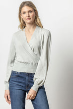 Long Sleeve Surplice Sweater, Moonstone