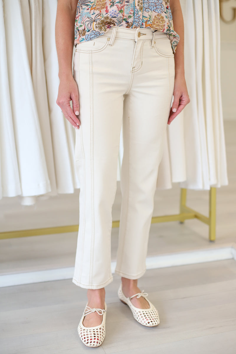 Liverpool Kennedy High-Rise Crop Straight Leg Pants 27" - Viscose Nylon Elastane Pull-On