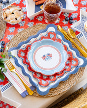 9" Red Block Floral Paper Plate [Set of 8]
