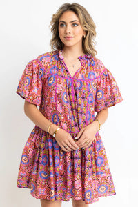 Kaleidoscope V-Neck Tier Dress