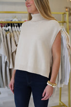 Sleeveless Turtleneck Hi-Lo Sweater, Oatmeal