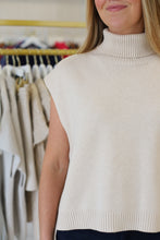 Sleeveless Turtleneck Hi-Lo Sweater, Oatmeal