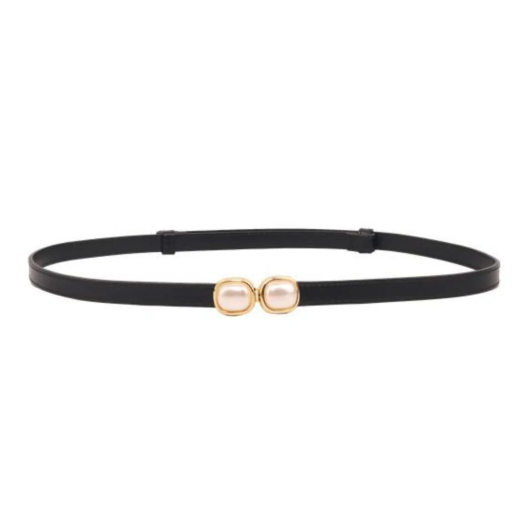 Pearl Buckle Belt, Black