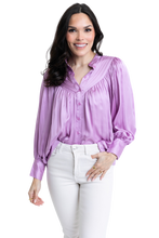 Satin Pleat Button Up Top