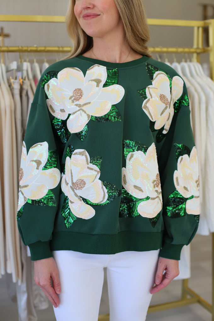 Dark Green Magnolias Sweatshirt