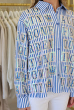 Blue and White NOLA Street Tiles Button Down