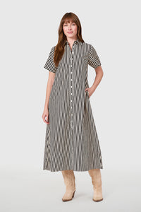 Gibbons Dress, Ganache Pinstripe