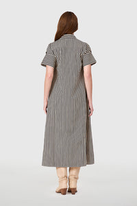 Gibbons Dress, Ganache Pinstripe