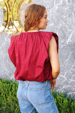 Solid Poplin Sleeveless Bubble Top, Maroon