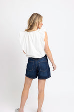 Solid Poplin V-Neck Bubble Top