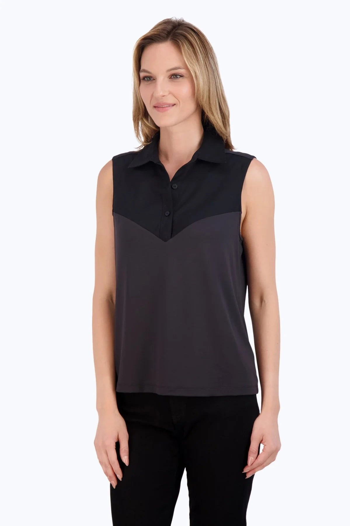 Foxcroft Collared Layering Tank, Black Foxcroft Collared Layering Tank, Black