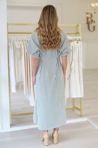 Claudia Button Stripe Maxi Dress