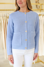 Gaston Button Cardigan, Light Blue