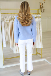 Gaston Button Cardigan, Light Blue