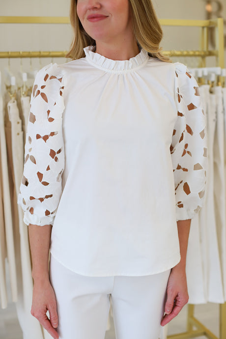 Leah White Floral Blouse