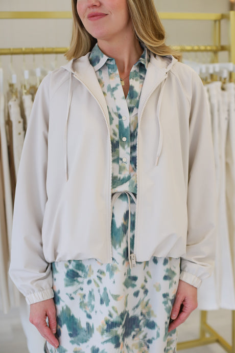 Oyster Hooded Bomber Jacket