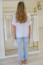 Cinch Sleeve Button Up Blouse, White