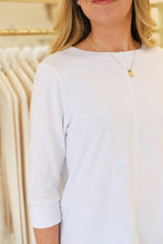 Round Neck 3/4 Sleeve Top, White