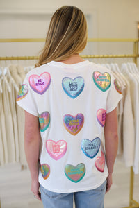 Valentines Positive Candy Hearts Tee