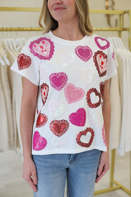 Multi Doily Heart Tee