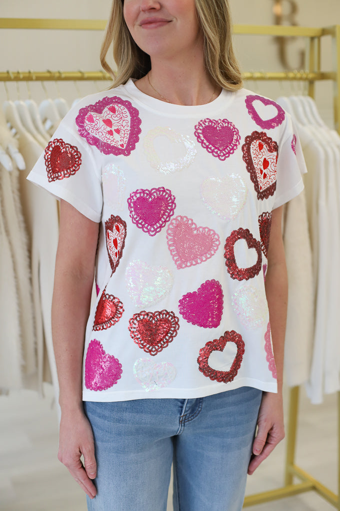 Multi Doily Heart Tee