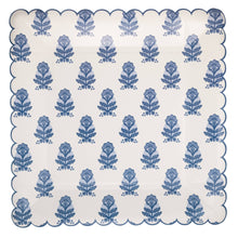 Blue Flower Block Print 10" Paper Plate [Pack of 8]