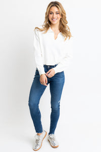 Solid V-Neck Collar Sweater