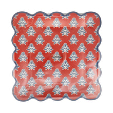 9" Red Block Floral Paper Plate [Set of 8]
