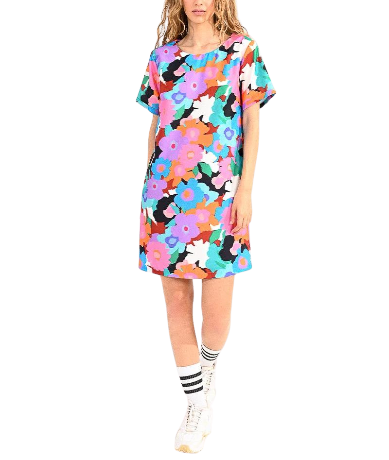Abstract Floral Shift Dress