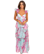 Swirl Organza Tiered Maxi Dress