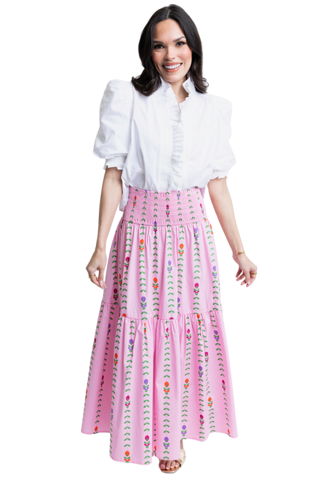 Floral Vine Smocked Maxi Skirt