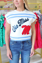 White, Powder Blue & Red Ole Miss Short Sleeve Top