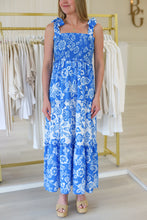 Tiered Blue Floral Maxi Dress