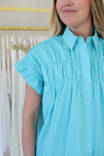 Gathered Shirt Dress, Turquoise