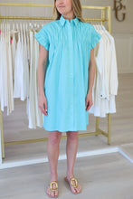 Gathered Shirt Dress, Turquoise