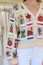 Beige Mahjong Tile Button Up Cardigan