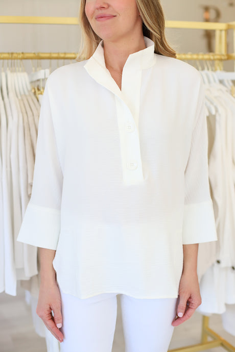 Creme Button Blouse